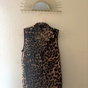 Forever 21 Brown and Tan Button Down Shirt Notched Collar